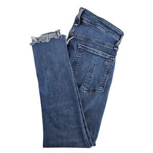 Rag and Bone Cate Mid-Rise Skinny Cropped Blue Denim Jeans Raw Hem | Women's‎ 24